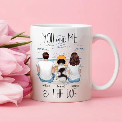 You, Me & the Dog Personalized Sunrise Mug Romantic Gift for Dog Lovers or Cat Lovers