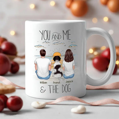 You, Me & the Dog Personalized Sunrise Mug Romantic Gift for Dog Lovers or Cat Lovers
