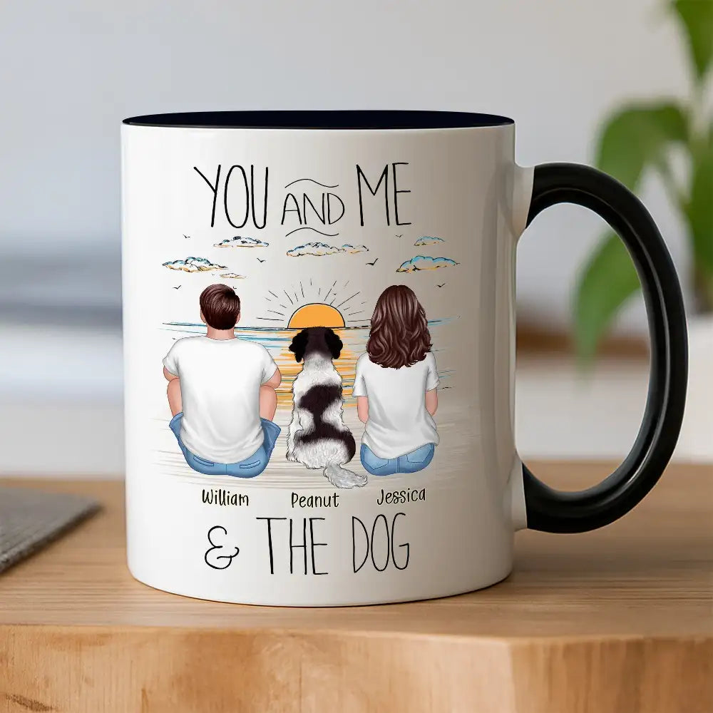 You, Me & the Dog Personalized Sunrise Mug Romantic Gift for Dog Lovers or Cat Lovers
