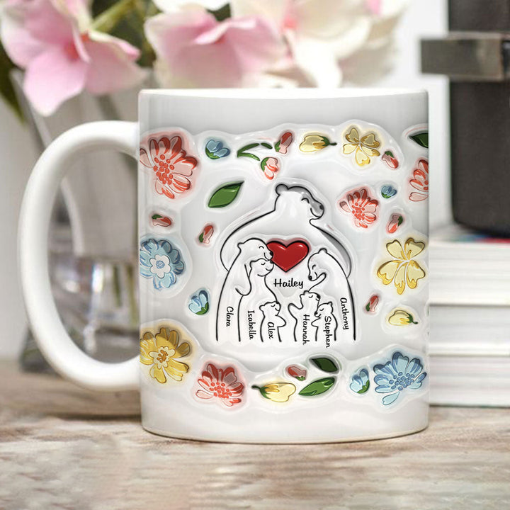 Mama Bear - Personalized 3D Inflated Effect Ceramic Mug - Gift For Mom, Grandma, Mother's Day | NA94
