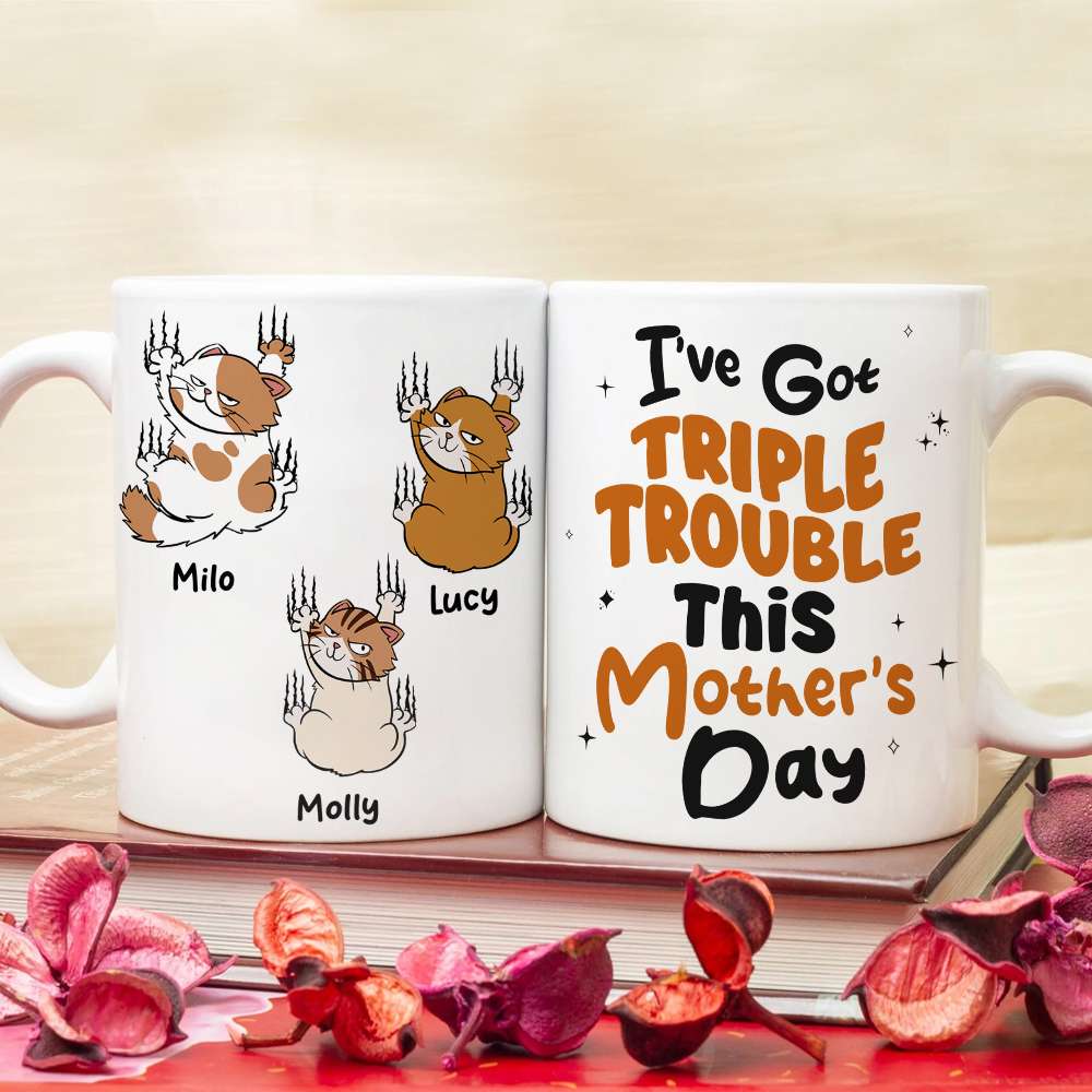 Personalized Gifts For Cat Lovers Coffee Mug Triple Trouble