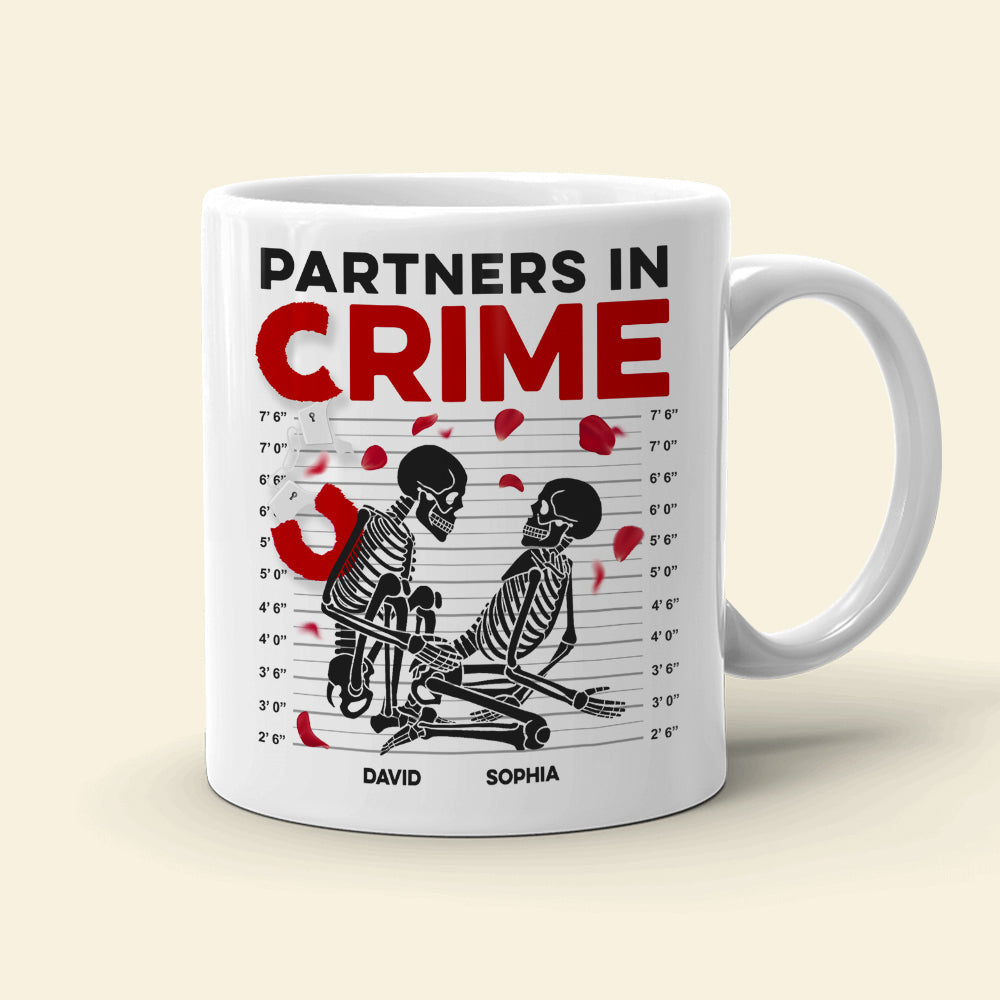 Partners In Crime-Gift For Couple-Personalized Wine Tumbler-Skull Funny Couple Wine Tumbler