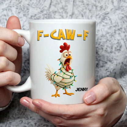 Funny Christmas Chicken Mug with Custom Name A Hilarious Holiday Gift for Friends & Coworkers