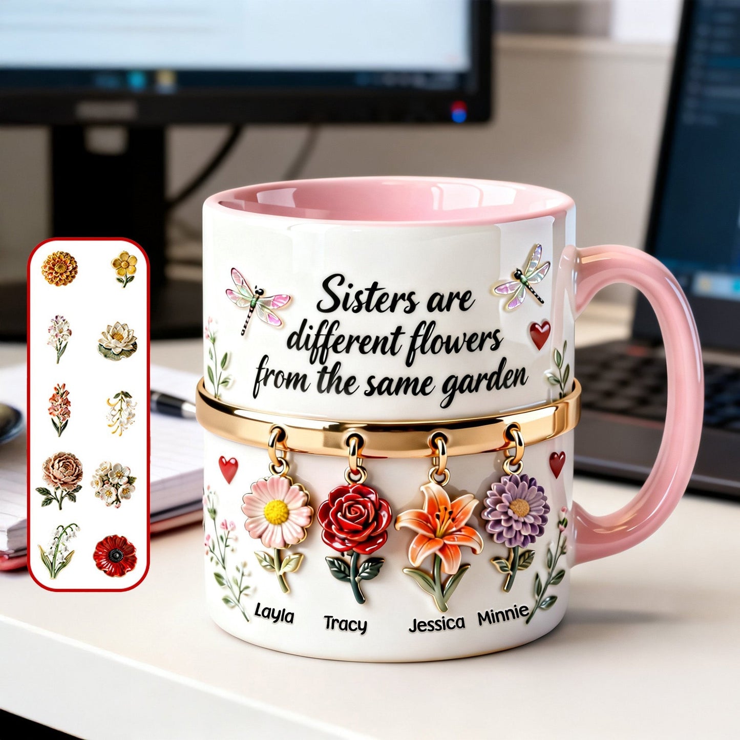 Birth Flowers Coffee Accent Mug - Personalized Gifts For Sisters 02NAMG261225