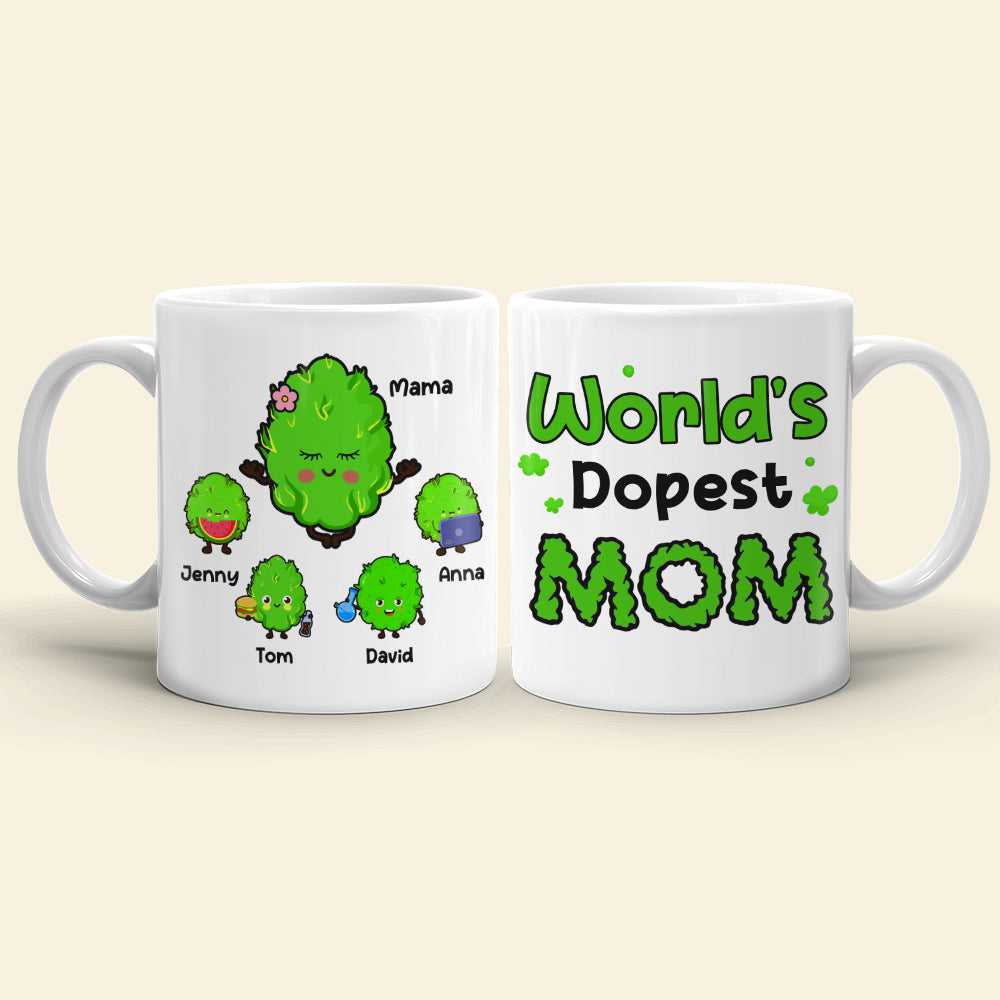 World's Dopest Mom, Personalized Mug, Gift For Mom, Mother's Day Gift, Mom's Little Buds