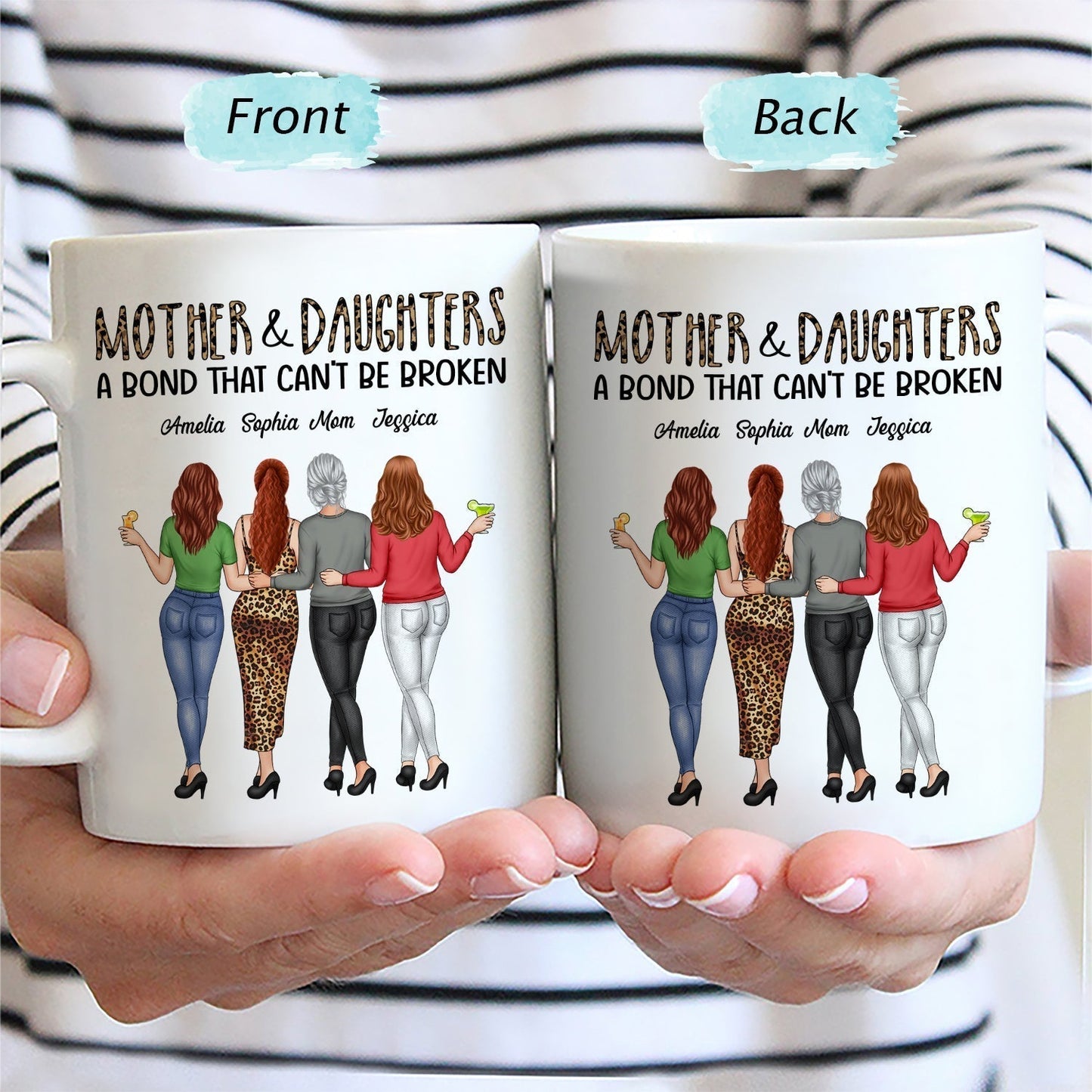 Mother & Daughter - A Bond That Can't Be Broken, Custom Ceramic Mug, Perfect Gift for Mom or Daughter - Personalized Mug to Celebrate the Special Bond!