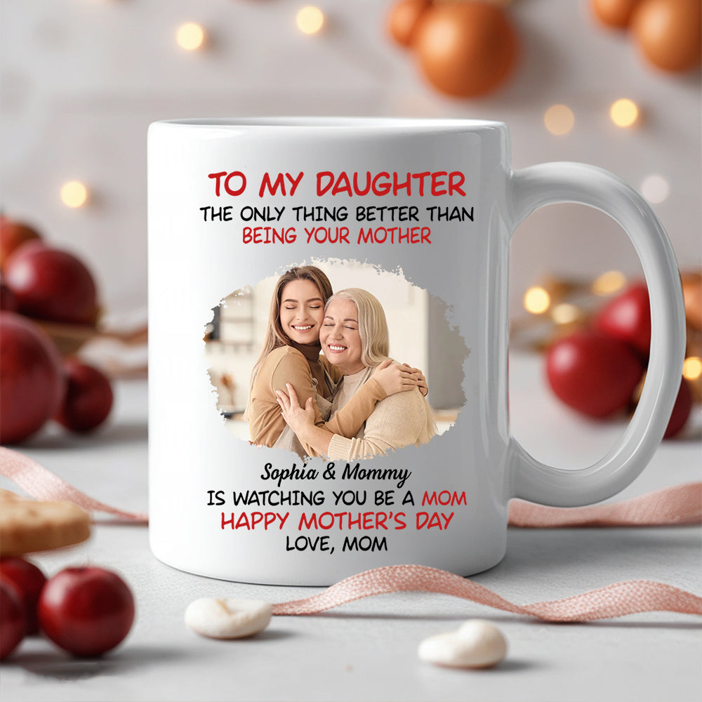Mother's Day Exclusive Gift Ceramic Mug, Poster, and Plaque Featuring Hugging Scene with 'To My Daughter, Happy Mother's Day'