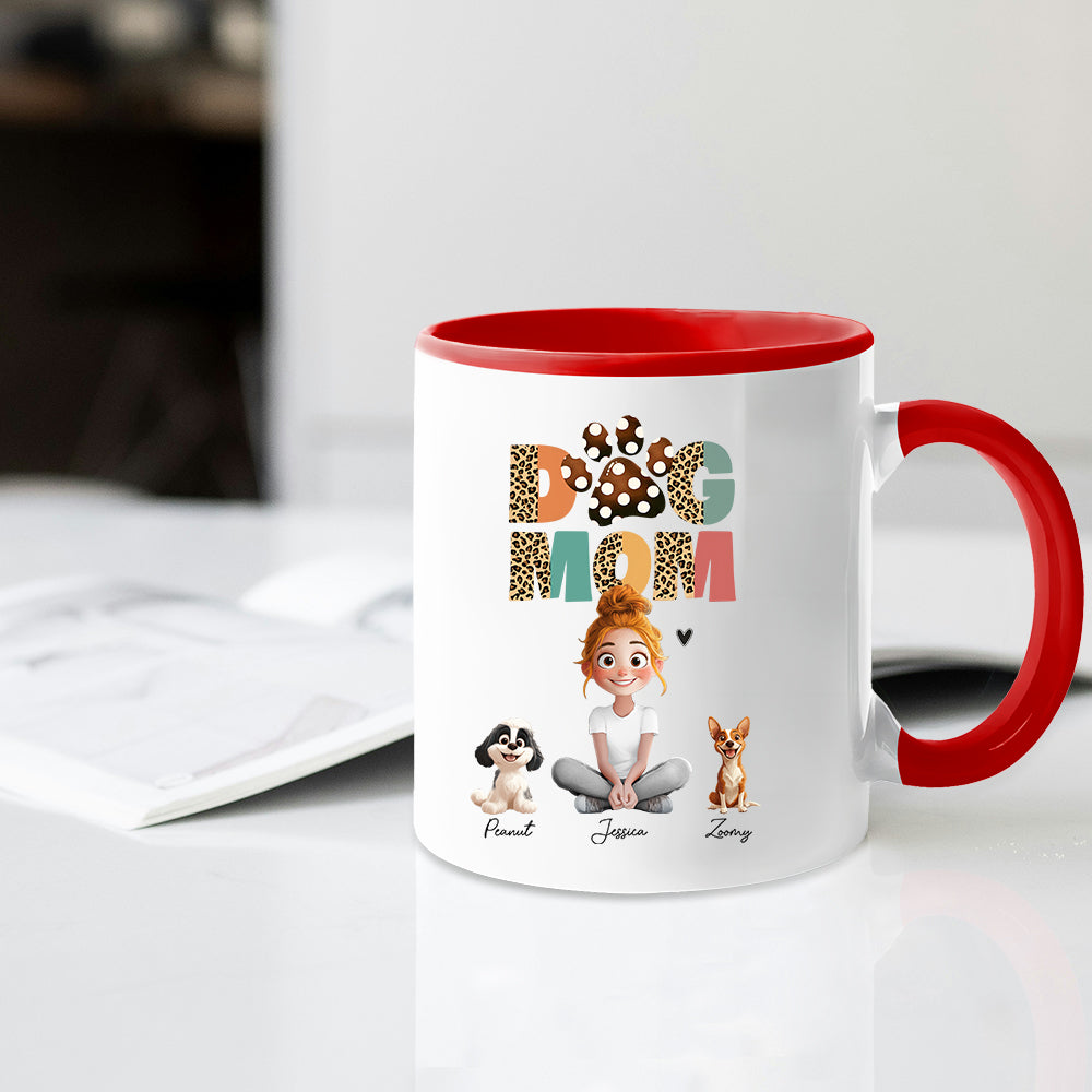 Cartoon Dog Mom Custom Mug A Unique Surprise for Mother's Day, Valentine's Day, or Pet Lovers