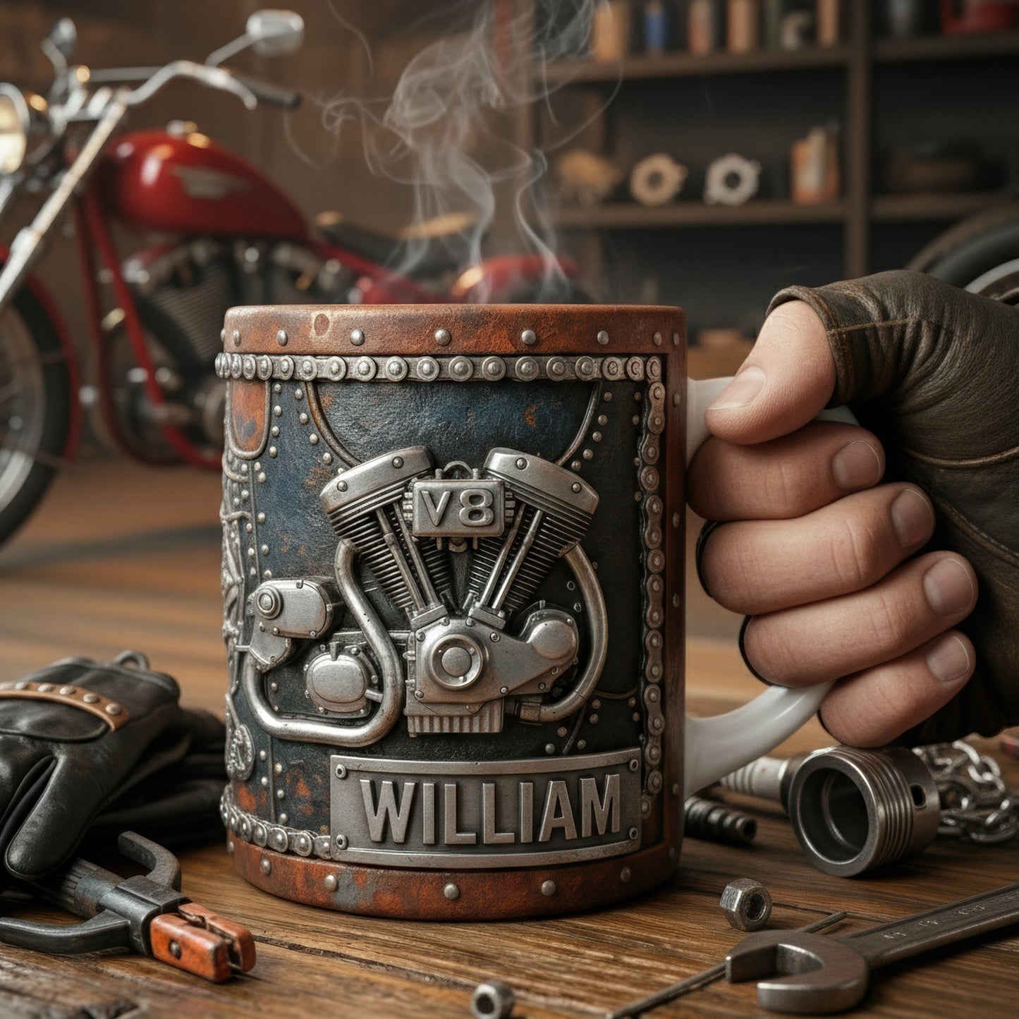 Motorcycle Engine Coffee Mug - Personalized Gifts For Bikers 02tgqn041225