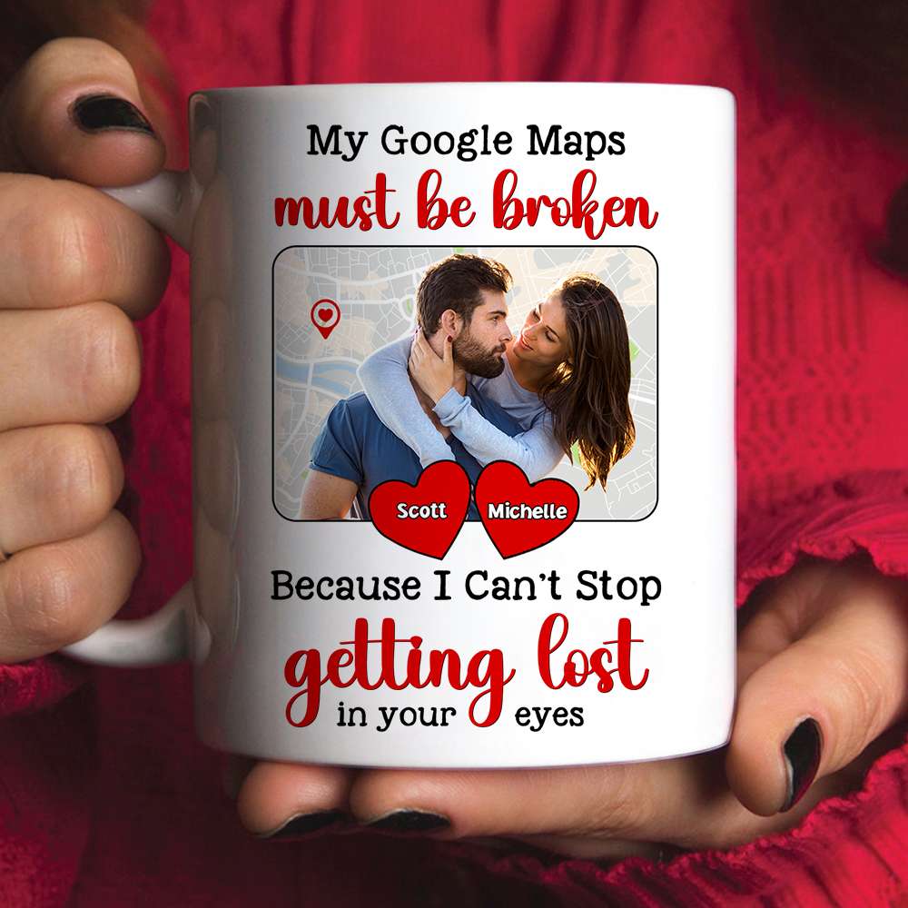 Custom Photo Gifts For Couple Personalized Coffee Mug I Can't Stop Getting Lost In Your Eyes