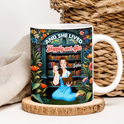Personalized Gifts For Book Lovers Coffee Mug And She Lived Happily Ever After