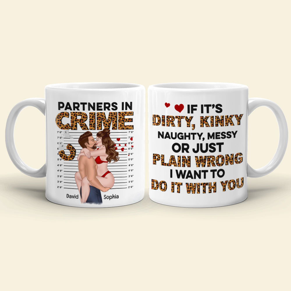 Partners In Crime Leopard, Make Love Kissing Couple Personalized Coffee Mug
