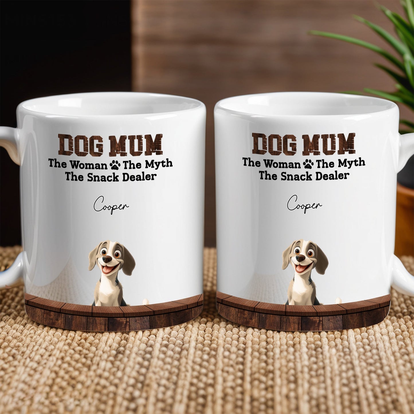 Dog Mum - The Myth, The Snack Dealer' Themed Mug White Ceramic, Ideal Gift for Pet Lovers on Mother's Day or for Home Use