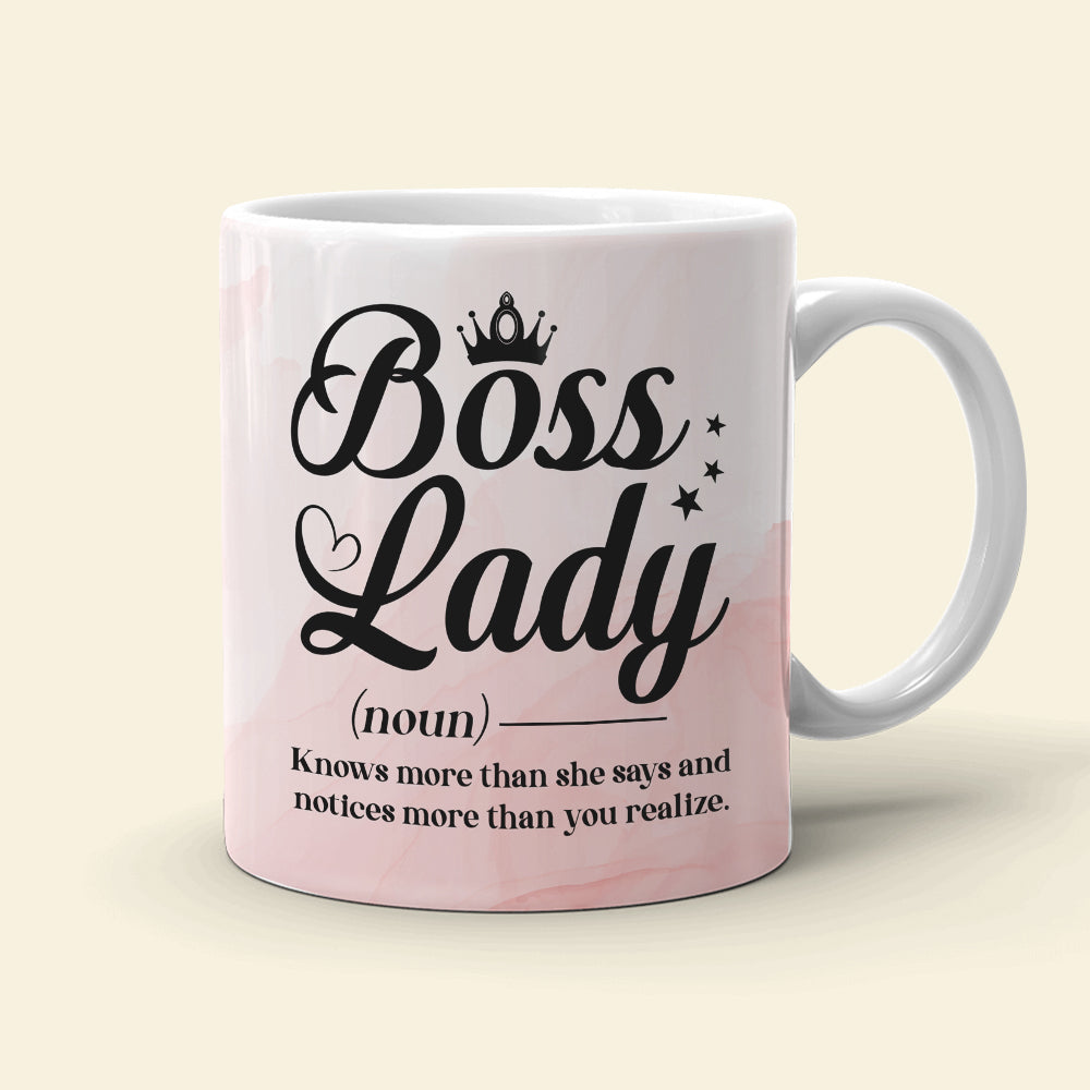 Boss Lady Knows More Than She Says Personalized Boss Lady Mug