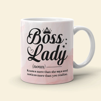 Boss Lady Knows More Than She Says Personalized Boss Lady Mug