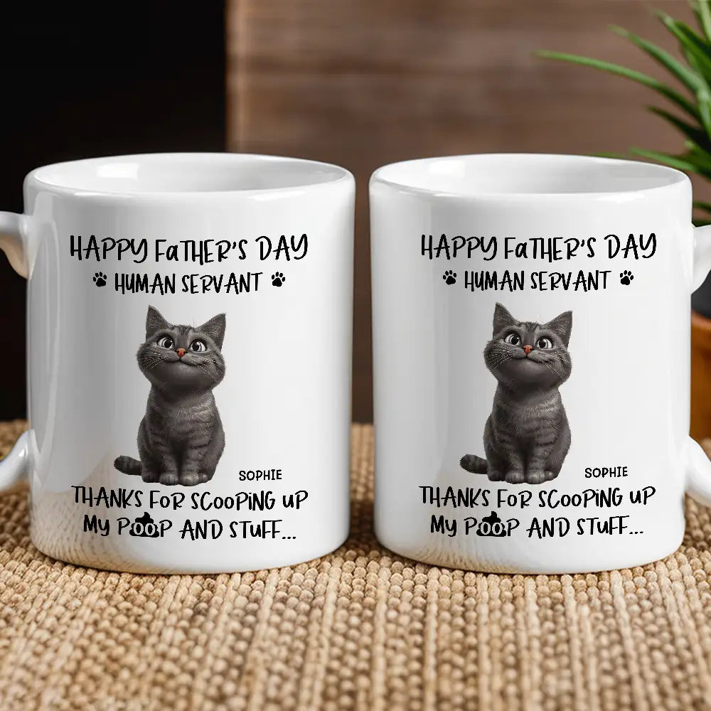 "Thanks for Scooping My Poop" Father's Day White Ceramic Mug Custom Pet Design for Dad
