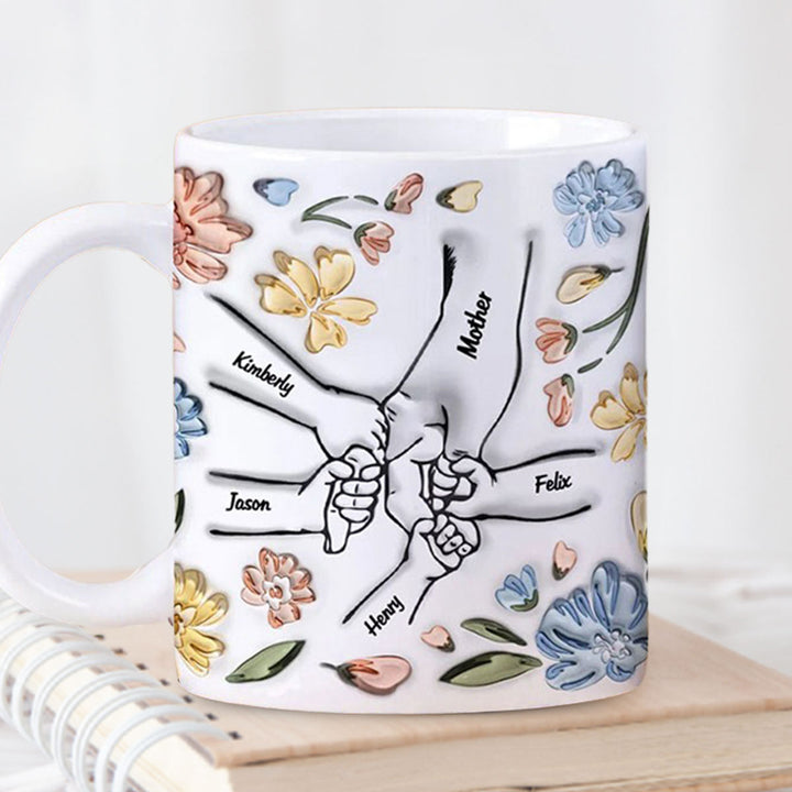 Hand In Hand, I Will Always Protect You - Personalized 3D Inflated Effect Ceramic Mug - Gift For Mom, Grandma, Mother's Day NA94