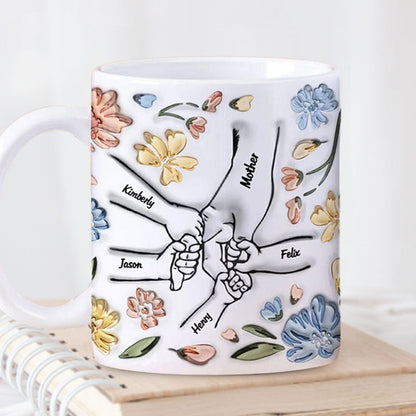 Hand In Hand, I Will Always Protect You - Personalized 3D Inflated Effect Ceramic Mug - Gift For Mom, Grandma, Mother's Day NA94