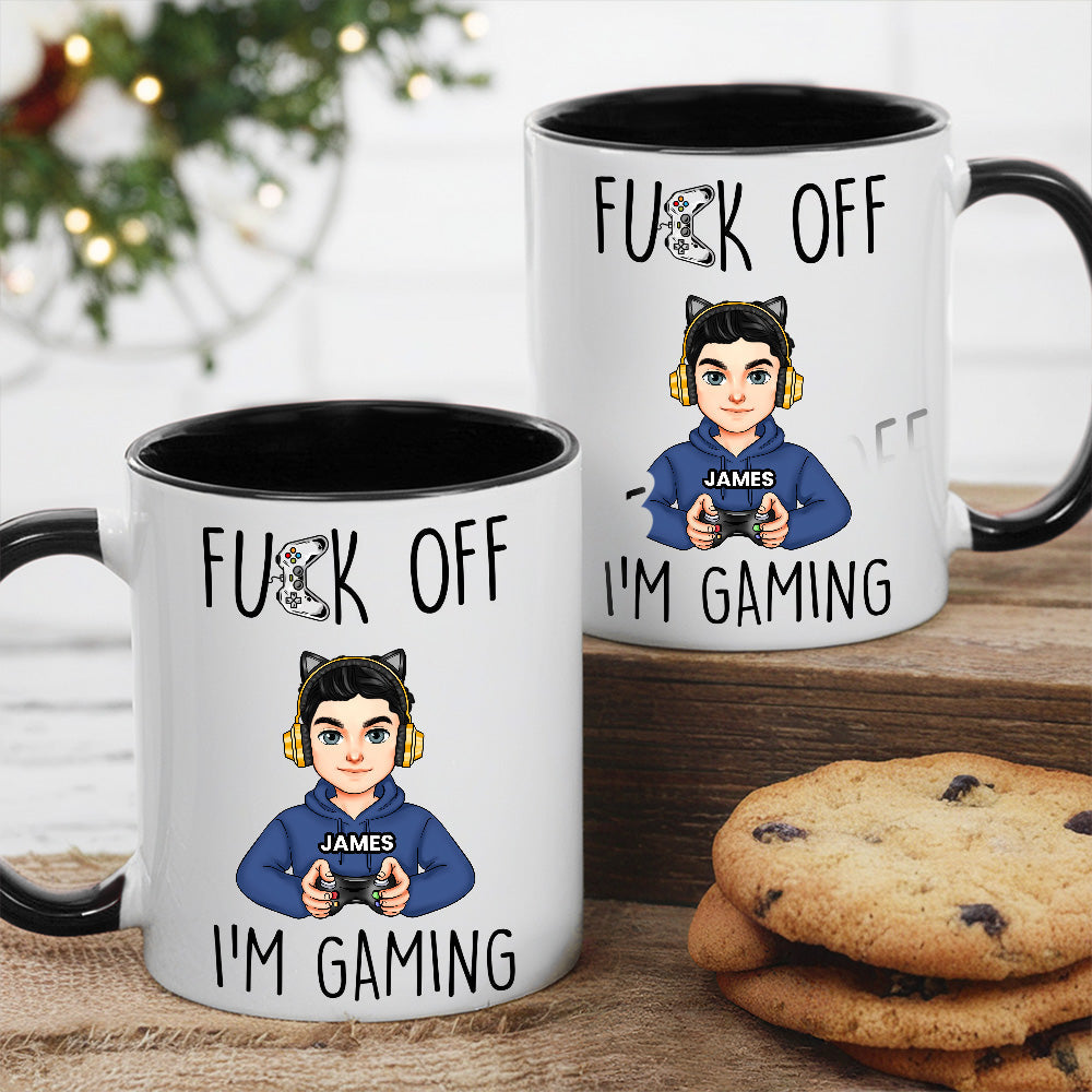 Mug with Custom Gamer Avatar, Do Not Disturb Theme, Fun & Cute Desk Coffee Cup, Unique Gift for Boyfriend or Coworker