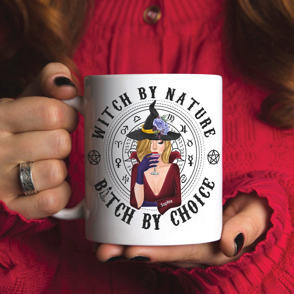 Witch By Nature Bitch By Choice-Personalized Coffee Mug- Gift For Halloween- Witch Coffee Mug