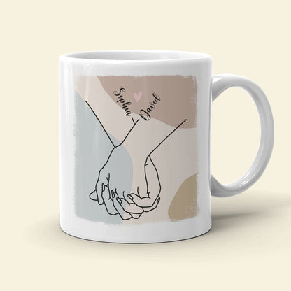 Couple Hold My Hand For A While But You Hold My Heart Forever, Personalized White Mug