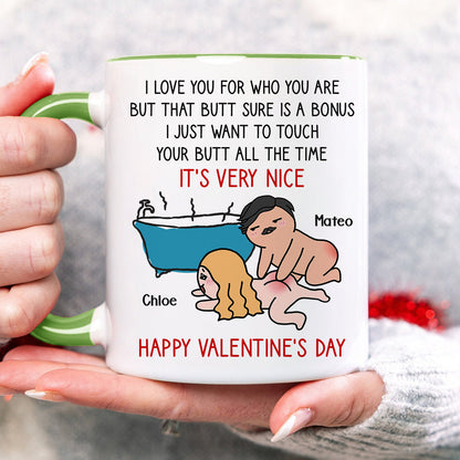 I Just Want To Touch Your Butt All The Time, Personalized Accent Mug, Funny Couple Gifts