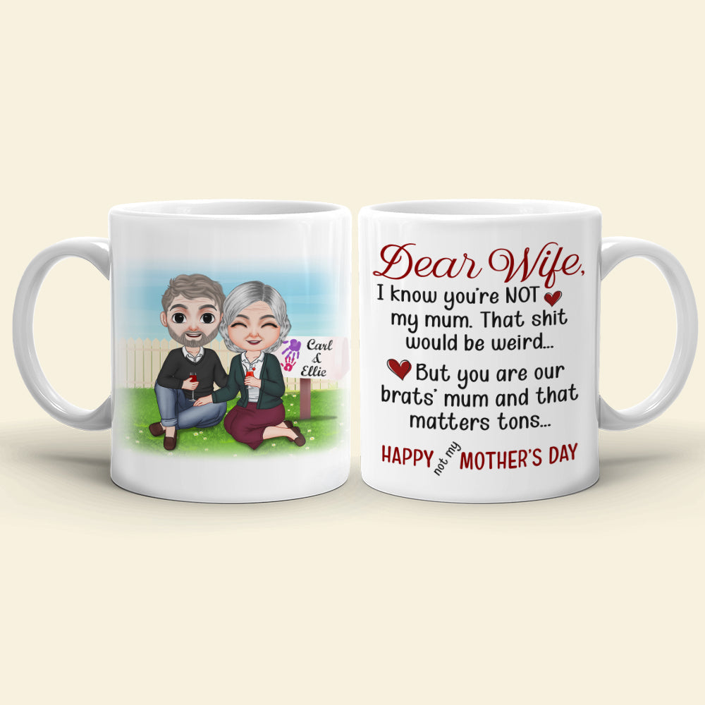 You Are Our Brats' Mum, Personalized Coffee Mug, Relaxing With Wife, Birthday Gift For Wife