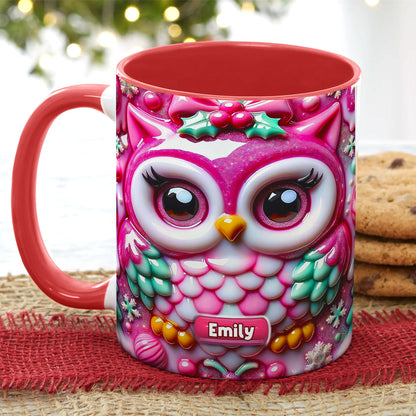 Personalized Gifts For Owl Lovers, Accent Mug 3D Christmas Owl 01HUMH190824
