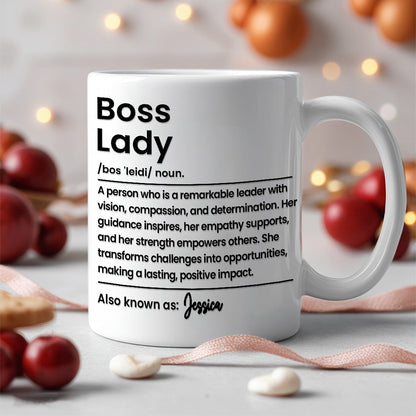Boss Lady: A Woman of Strength and Vision Personalized Mug, Poster, Keychain, Pillow, Plaque & Sign, Inspirational Gift for Her