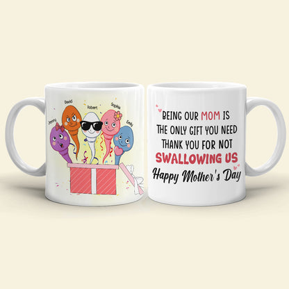 Thank You For Not Swallowing Us, Personalized Coffee Mug, Surprising With Mom Coffee Mug, Mother's Day, Birthday Gift For Mom