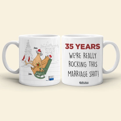 We're Really Rocking This Marriage Shit Personalized Funny Old Couple Mug, Gift For Couple