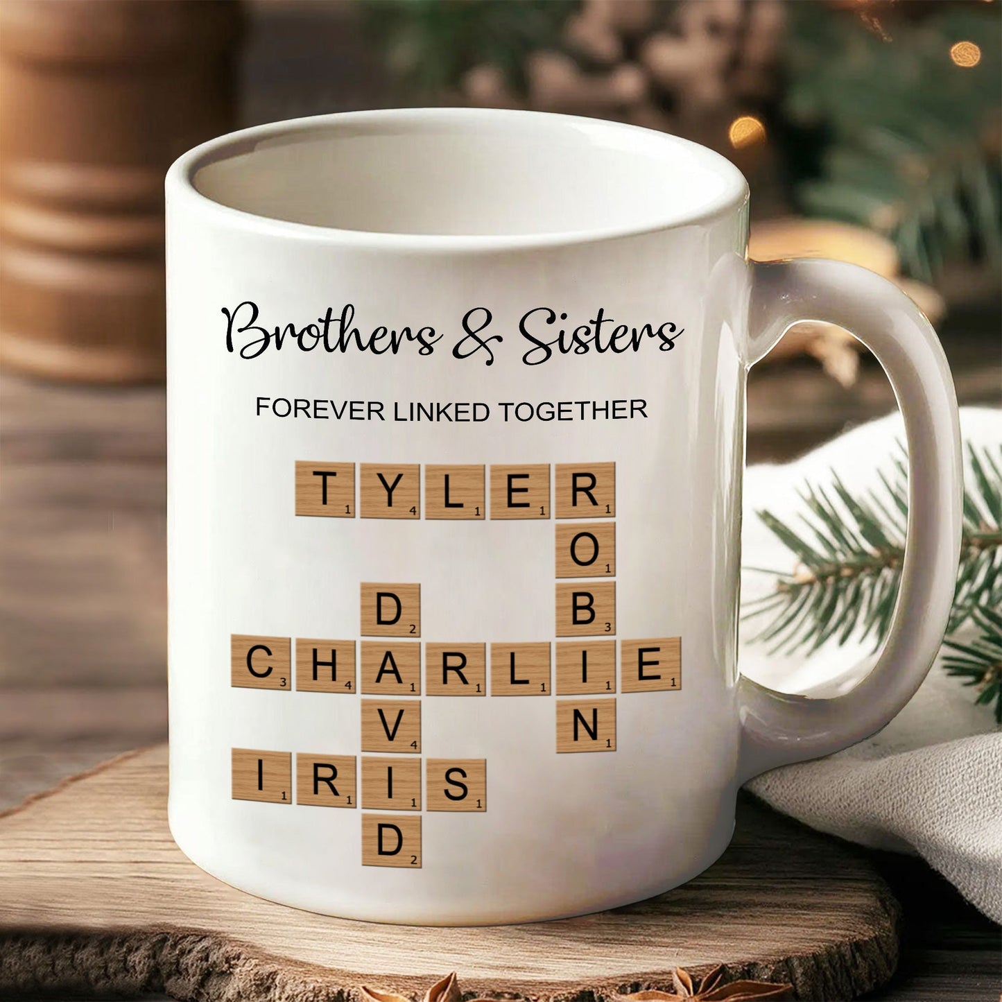 Brothers & Sisters Forever Linked Mug - Custom Gift for Birthdays and Holidays
