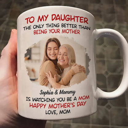 Mother's Day Exclusive Gift Ceramic Mug, Poster, and Plaque Featuring Hugging Scene with 'To My Daughter, Happy Mother's Day'