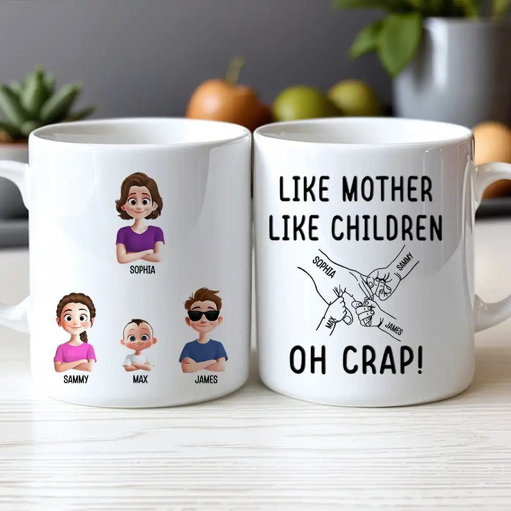 Like Mother Like Children Customizable Cartoon Cup with Hand Gesture Design Best Mother's Day Gift