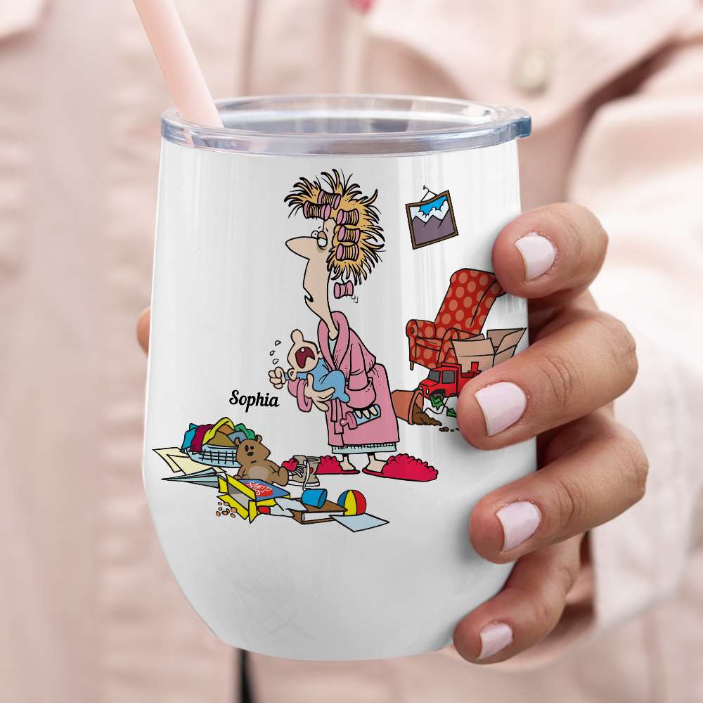 I Looked Up My Symptoms Turns Out I Just Have Kids, Personalized Mom White Mug, Accent, Wine Tumbler Gift For Mom
