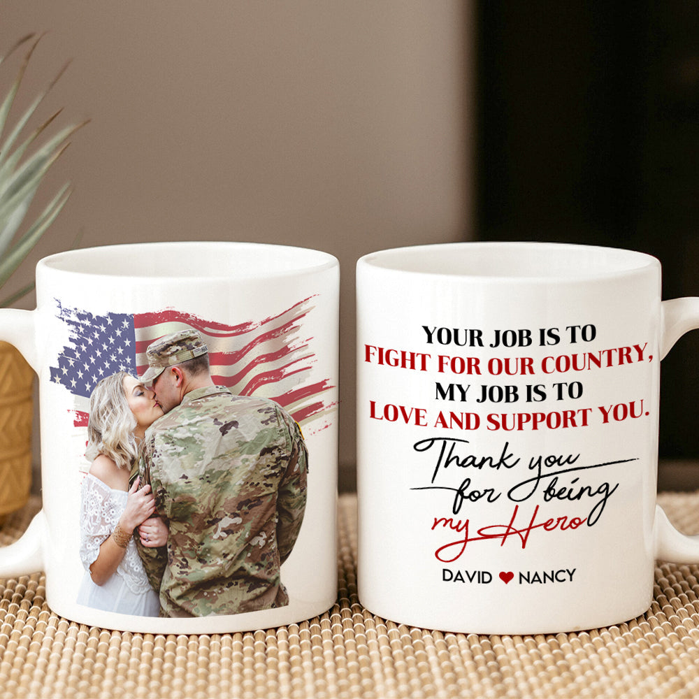 Thank You For Being My Hero, Personalized Military Mug, Gifts For Husband