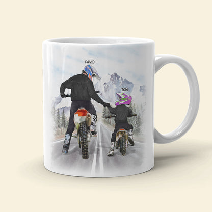 Motocross Father And Son Riding Partners For Life Personalized White Mug, Gift For Dirt Bike Family