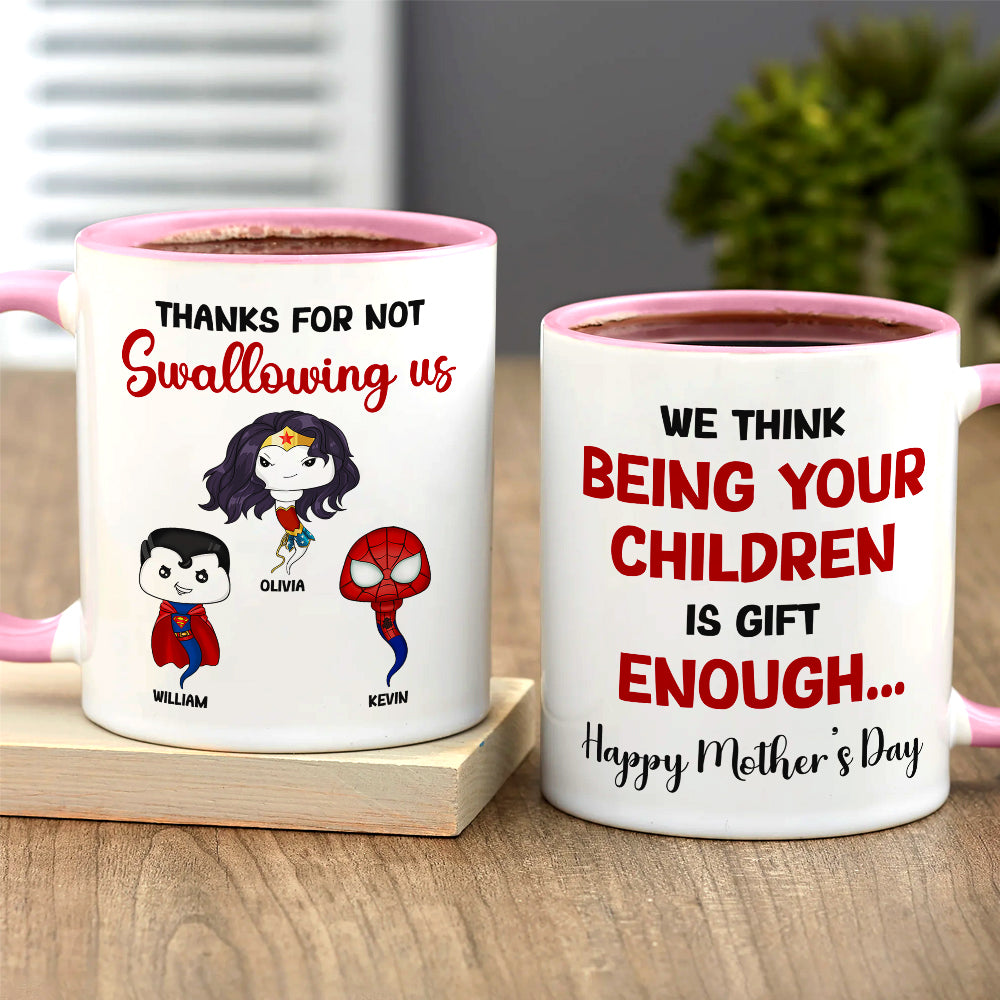 Personalized Gifts For Mom Coffee Mug Thanks For Not Swallowing Us 06NADT270324HA