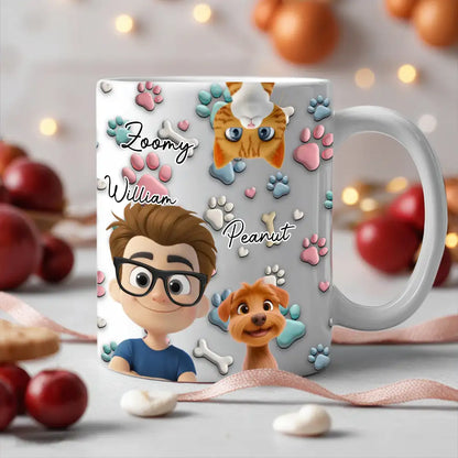 Personalized Ceramic Mug with Patriotic Paw-Print Design