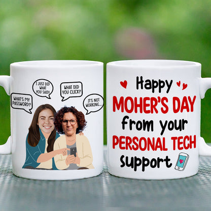 Custom Photo Gifts For Mom Coffee Mug Happy Mother's Day From Your Personal Tech Support Funny Gifts