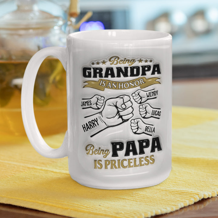 Being Papa - Personalized 3D Inflated Effect Ceramic Mug - Gift For Dad, Grandpa, Father's Day | NA94