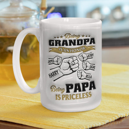 Being Papa - Personalized 3D Inflated Effect Ceramic Mug - Gift For Dad, Grandpa, Father's Day | NA94