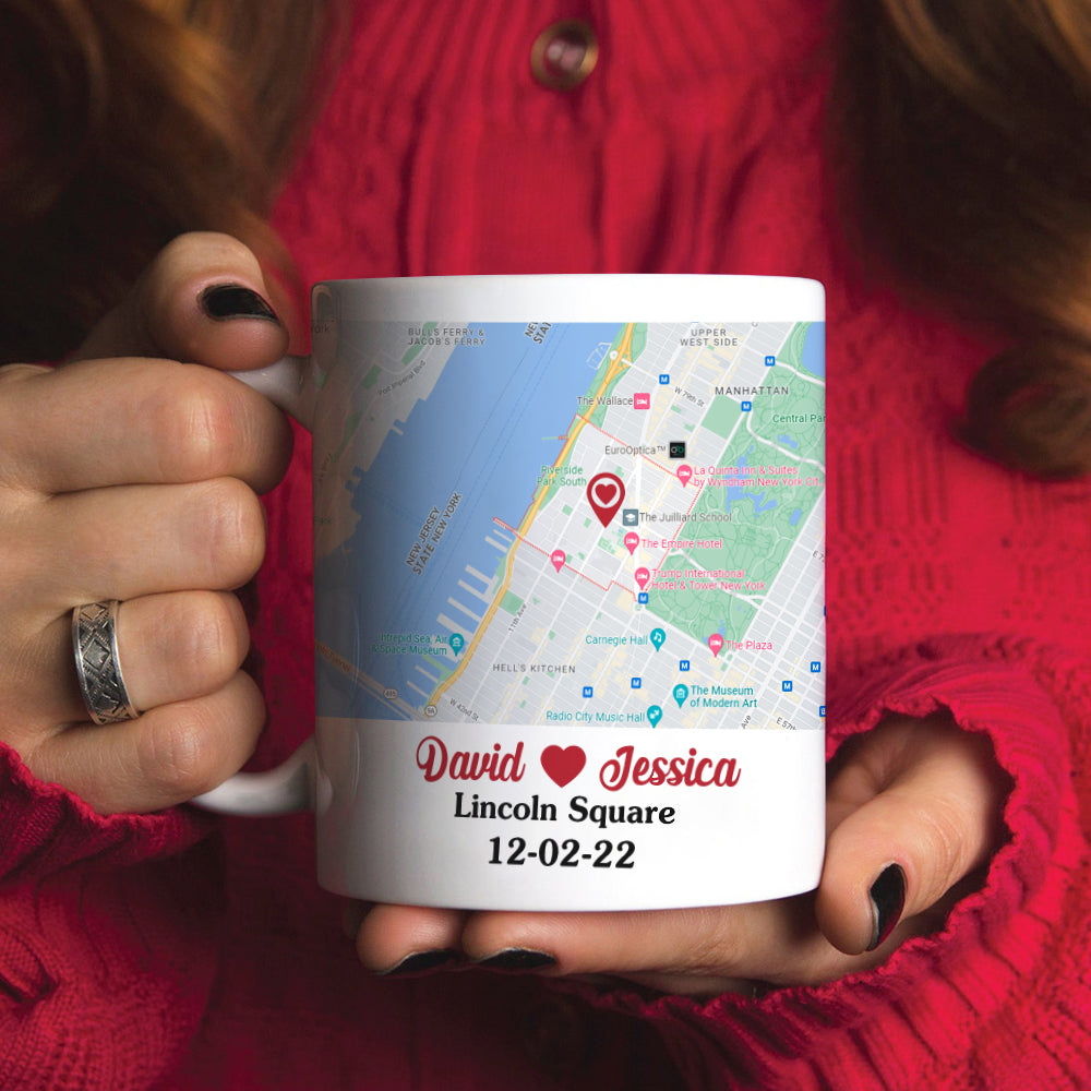 Custom Couple Photo Mug, Custom Love Map, Gift For Couple