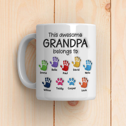 This Awesome Dad Grandpa Belongs To - Personalized 3D Inflated Effect Ceramic Mug - Gift For Dad, Grandpa, Father's Day NA94