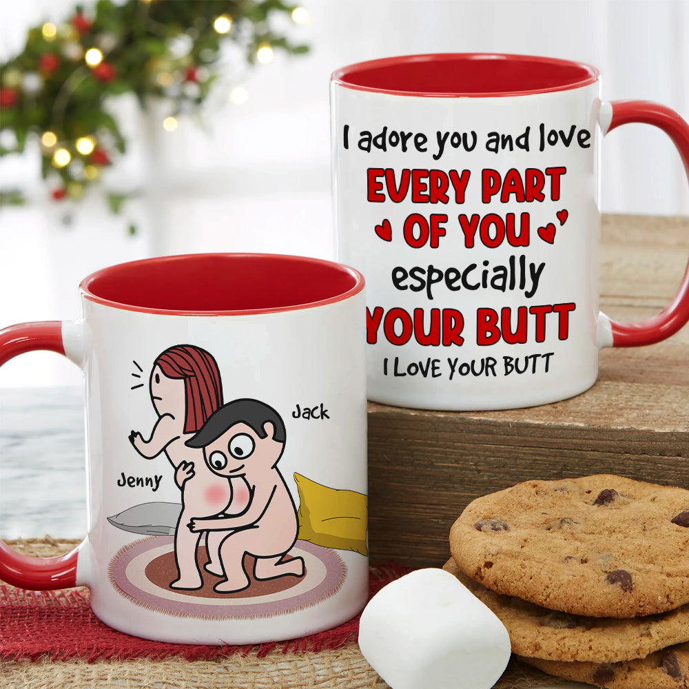 I Adore You And Love Every Part Of You - Personalized Couple Black Mug - Gift For Couple