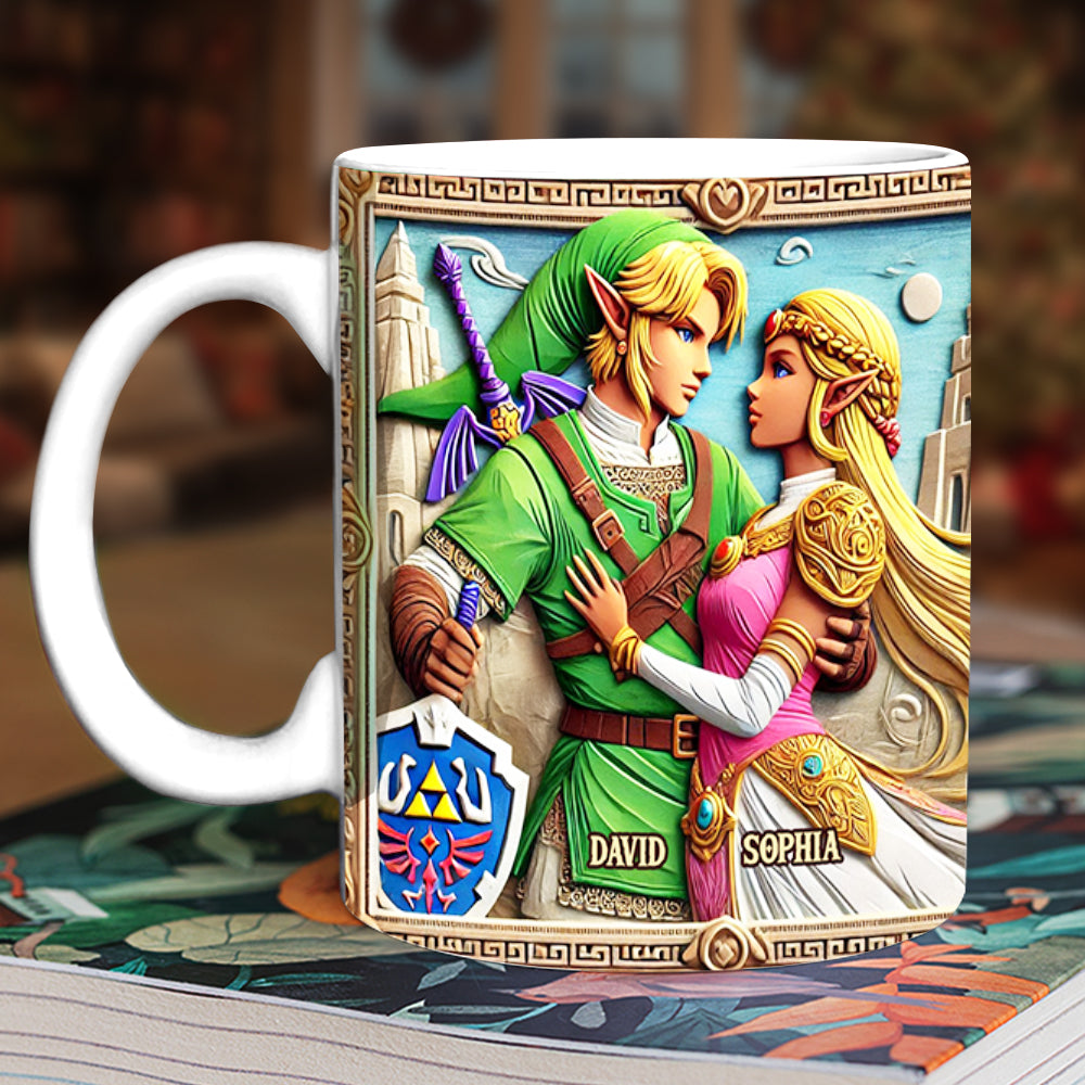 Personalized Gift For Game Loving Couple White Mug, Adventurer & His Princess 04QHDT231224