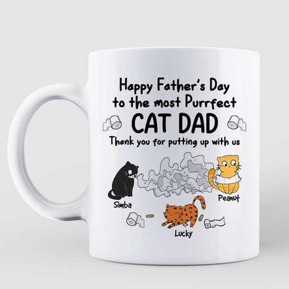 Happy Father's Day Toilet Paper Cats Personalized Mug