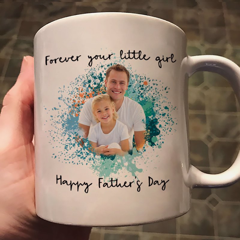 Watercolor Splash Custom Photo Father's Day Gift For Dad Personalized Mug