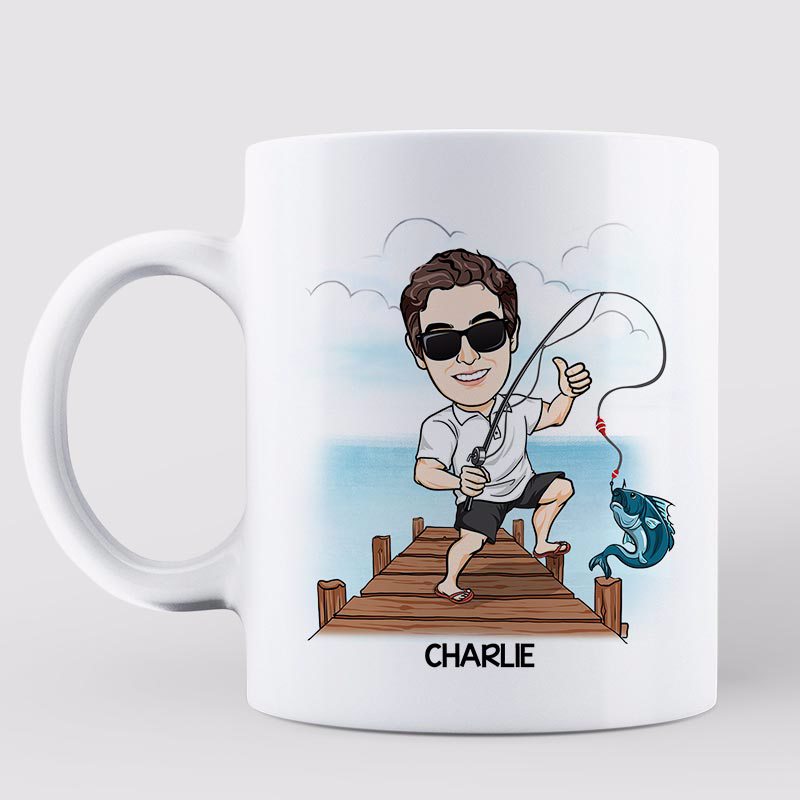 We Hooked The Best Dad Grandpa Caricature Fishing Personalized Mug