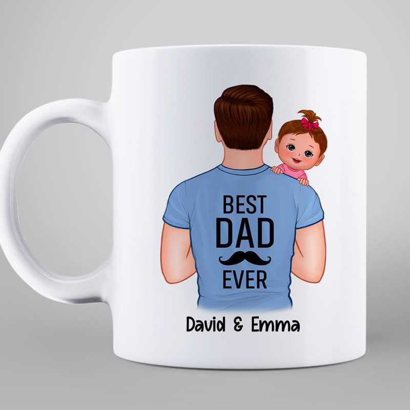 Happy First Father's Day Dad Carrying Baby Doll Personalized Mug